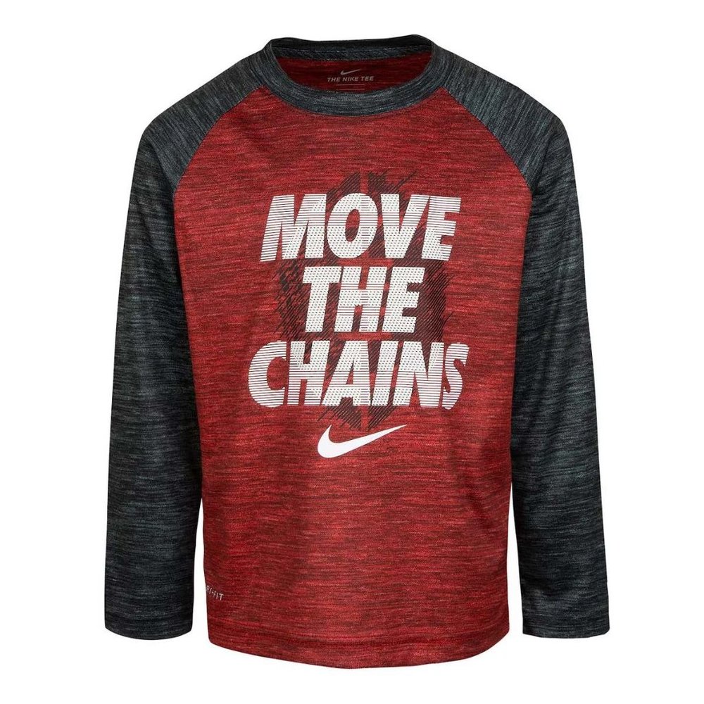 NIKE Tee Boys T shirt  -  Size 4  -  Red  -  Move The Chains  -  Brand New